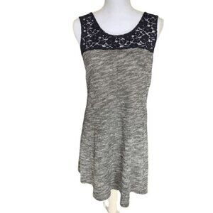 Anthropologie Lilka Size Medium Space Dye Esme Dress Navy Blue with Lace Detail